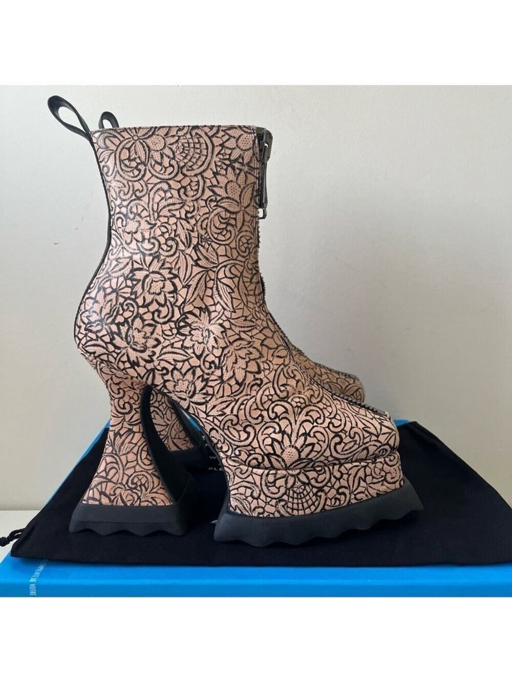 John Fluevog MUNSTER MAX PETUNIA MID-CALF PLATFORM BOOTS Size 9 - Picture 7 of 16